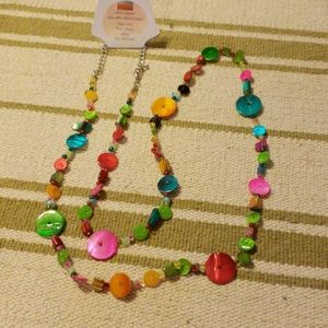 Multi color button necklace